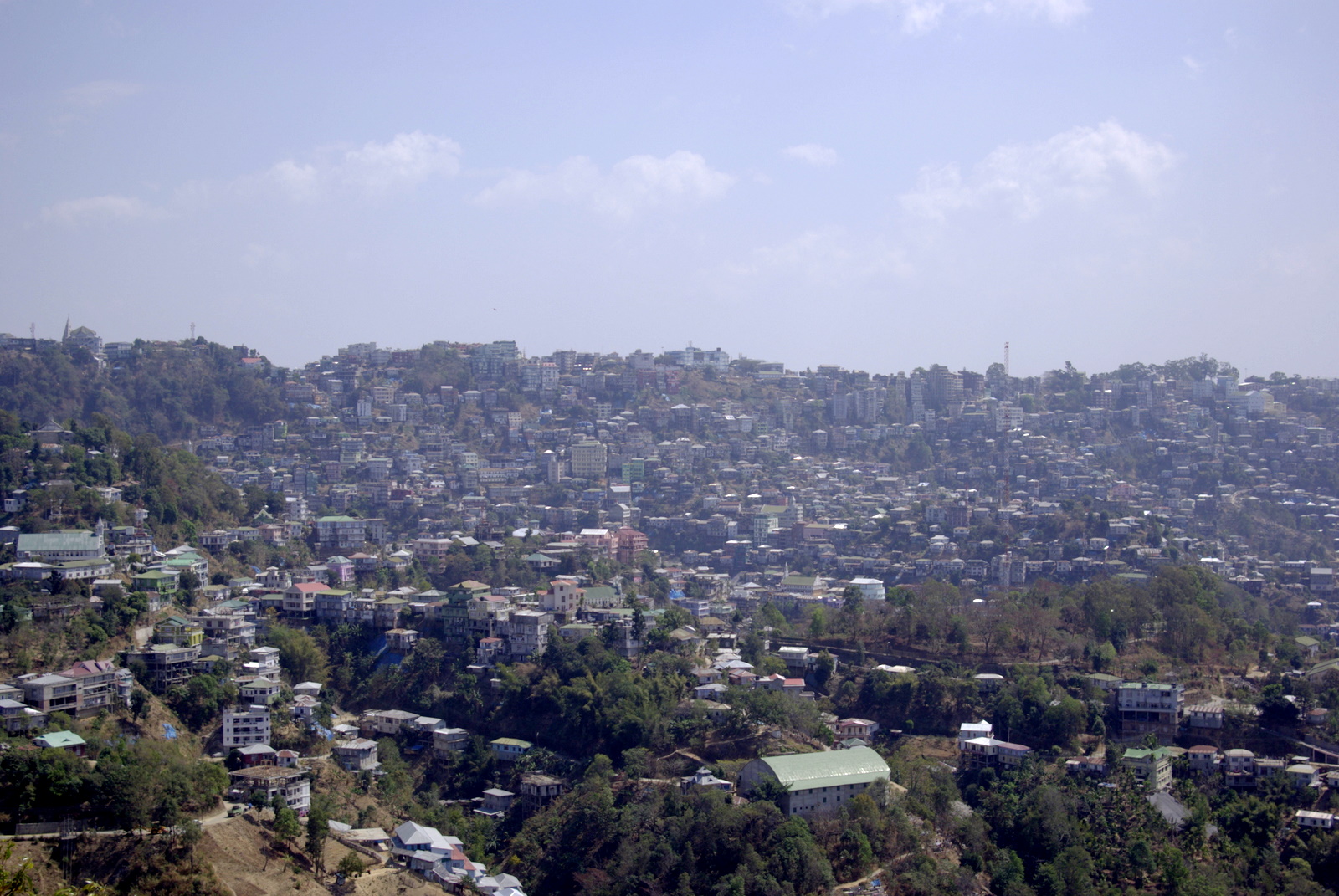Aizawl, capital of Mizoram, seen across the hills