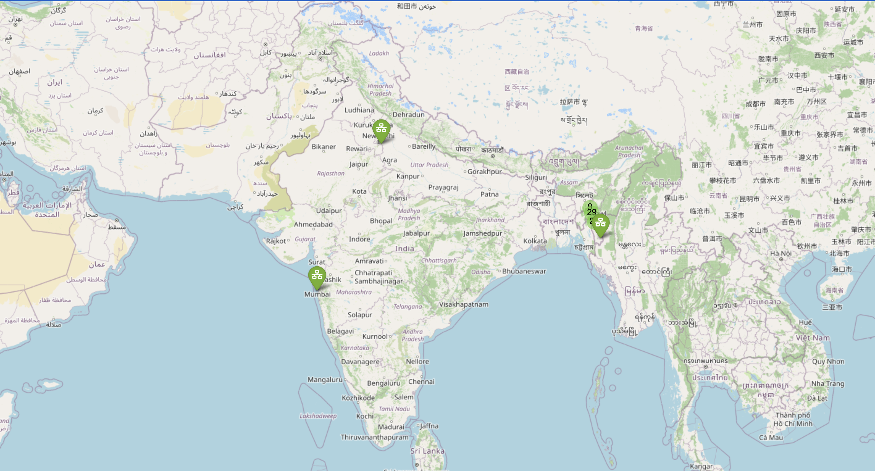 Map of the Lalat network footprint across north-east India